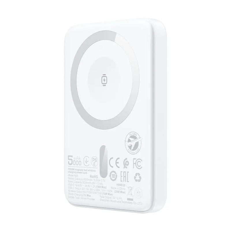 Зовнішній акумулятор Acefast M25-5000 PD20W magnetic fast wireless charging White (34603169)