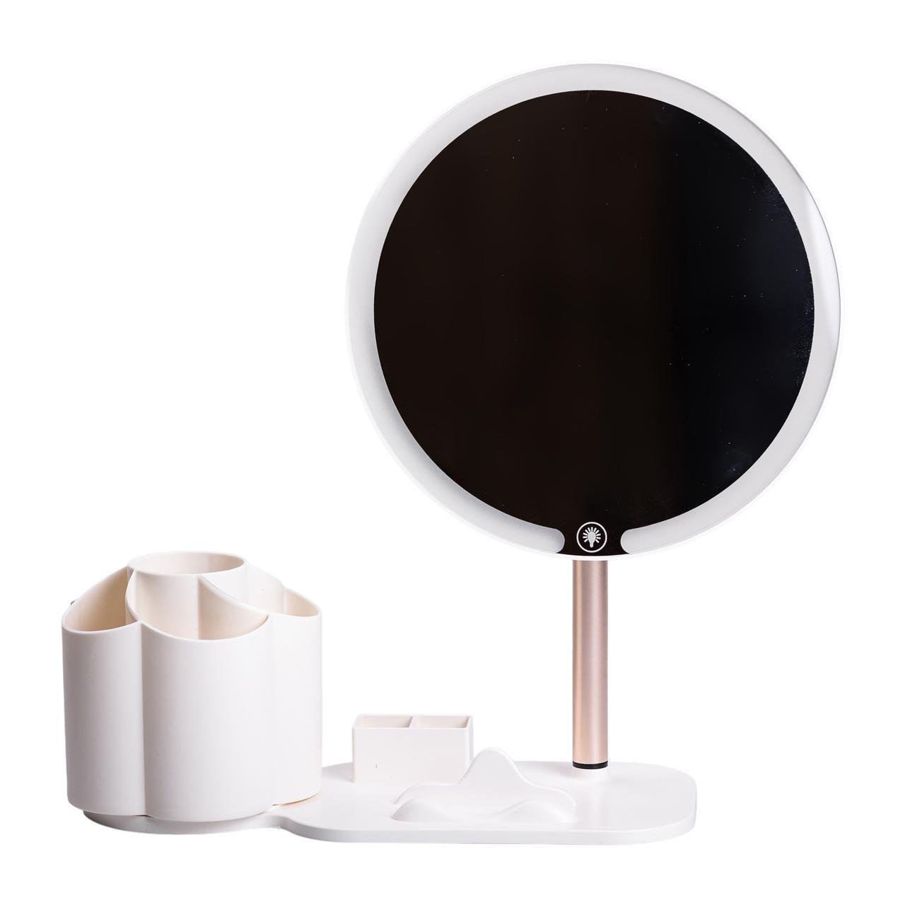 Зеркало для макияжа с подсветкой круглое настольное HP-10-9AW с подставкой Ø21 см Белый (A-033803) Зеркало для макияжа с подсветкой круглое настольное HP-10-9AW с подставкой Ø21 см Белый (A-033803)