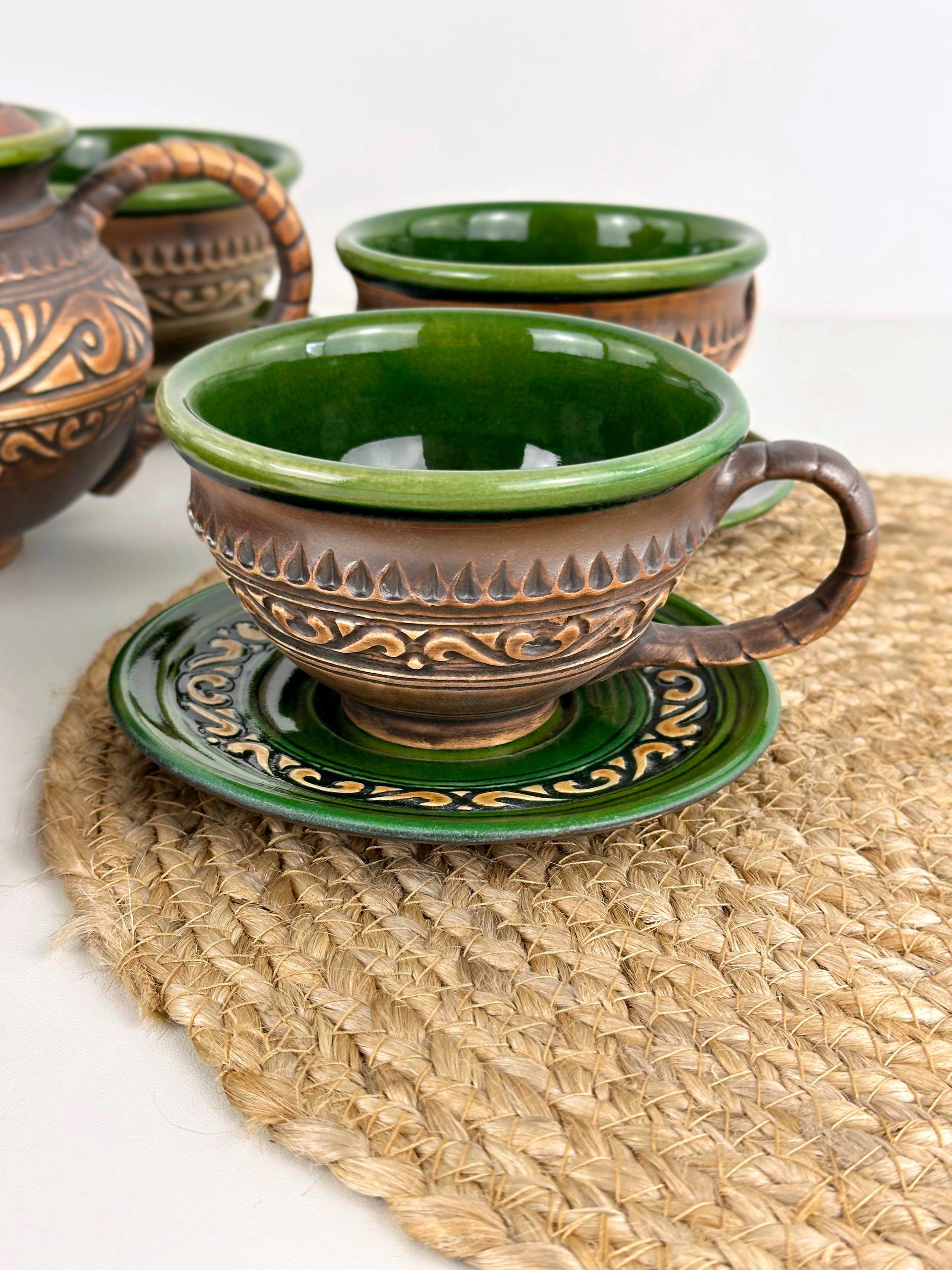 Набір глиняного посуду для чаювання Гражда на 6 чоловік Коричневий (17019-27) - фото 10