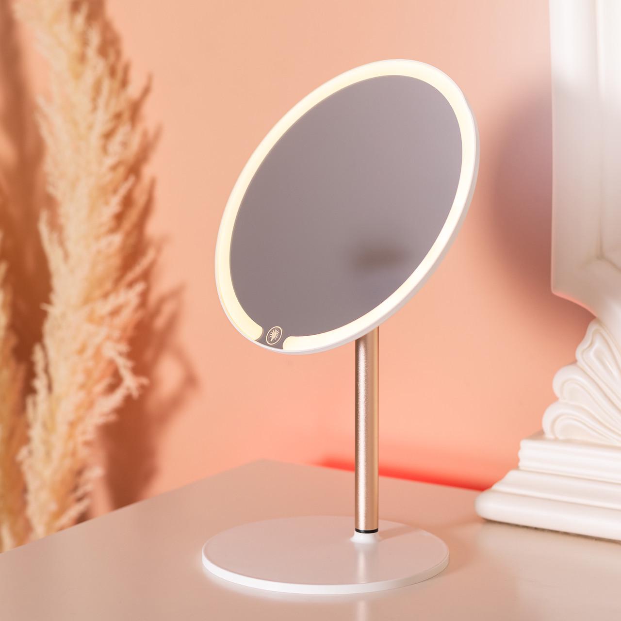 Зеркало косметическое с подсветкой круглое настольное HP-10-7AW Ø21 см Белый (A-033798) - фото 7 Зеркало косметическое с подсветкой круглое настольное HP-10-7AW Ø21 см Белый (A-033798) - фото 7