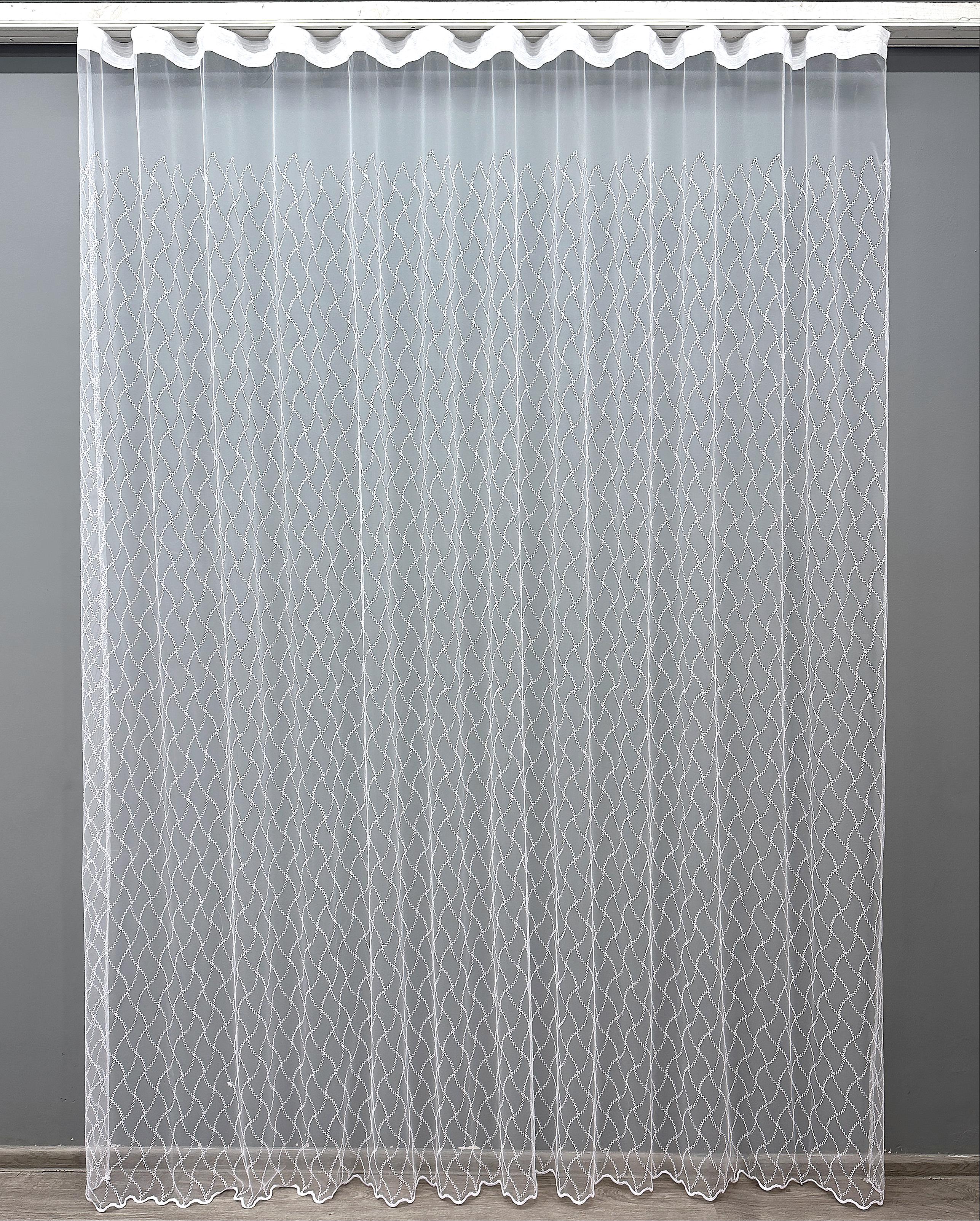 Тюль VR-Textil 1576т Фатин с вышивкой и люрексом 300х270 см Белый (42-0533)