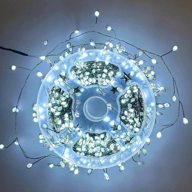 Гирлянда Мишура с пультом 50 м 220В Белый холодный/Зеленый провод (34556789)