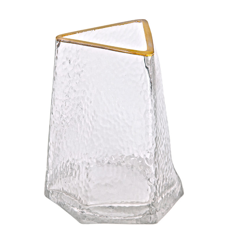 Ваза для цветов Goldland стеклянная 16 см Прозрачный/Золотой (HP-1709)