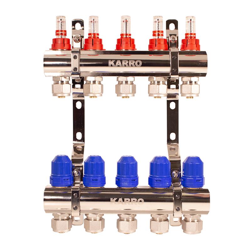 Коллекторная группа Karro KR 20160 на 5 выходов никелированная (TU-17305)