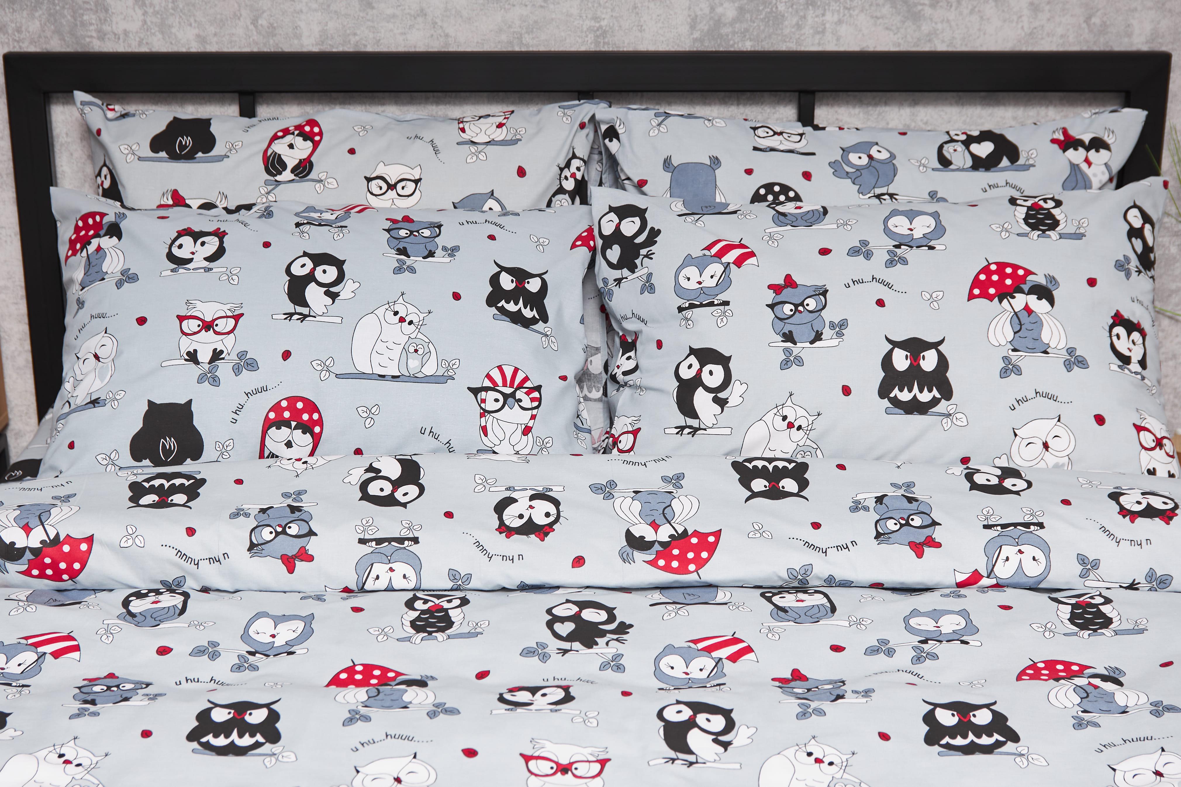 Набор наволочек Moon&Star Gold Люкс Owls Gray бязь 60х60 см/2 шт. (MS-840000688)