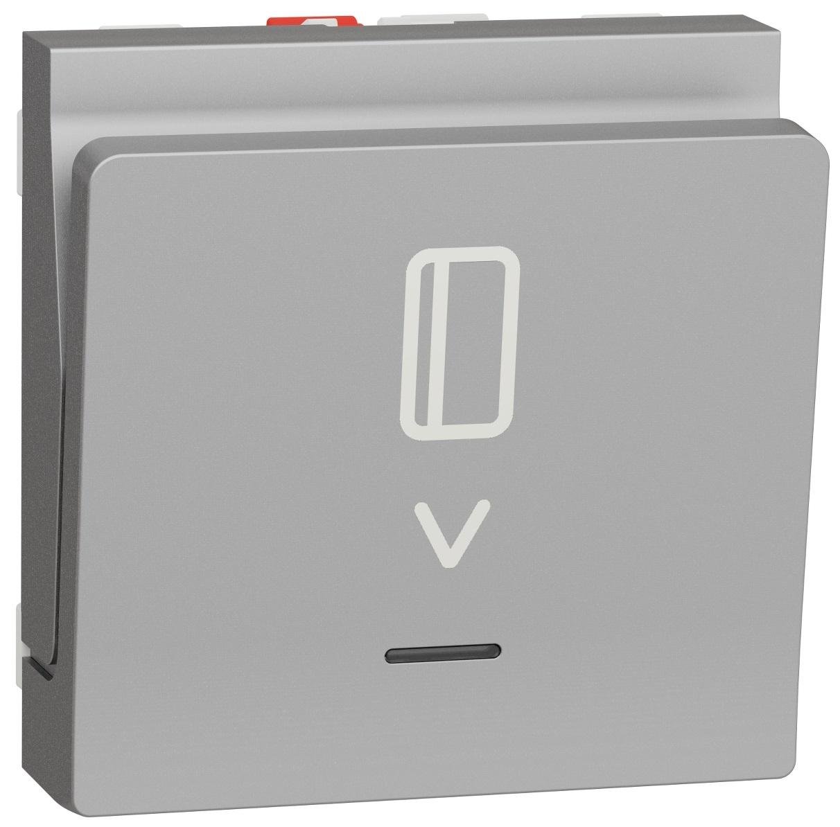 Выключатель Schneider Electric Unica New карточный с подсветкой 10 А 2 модули ABS-UV Алюминиевый (NU328330)