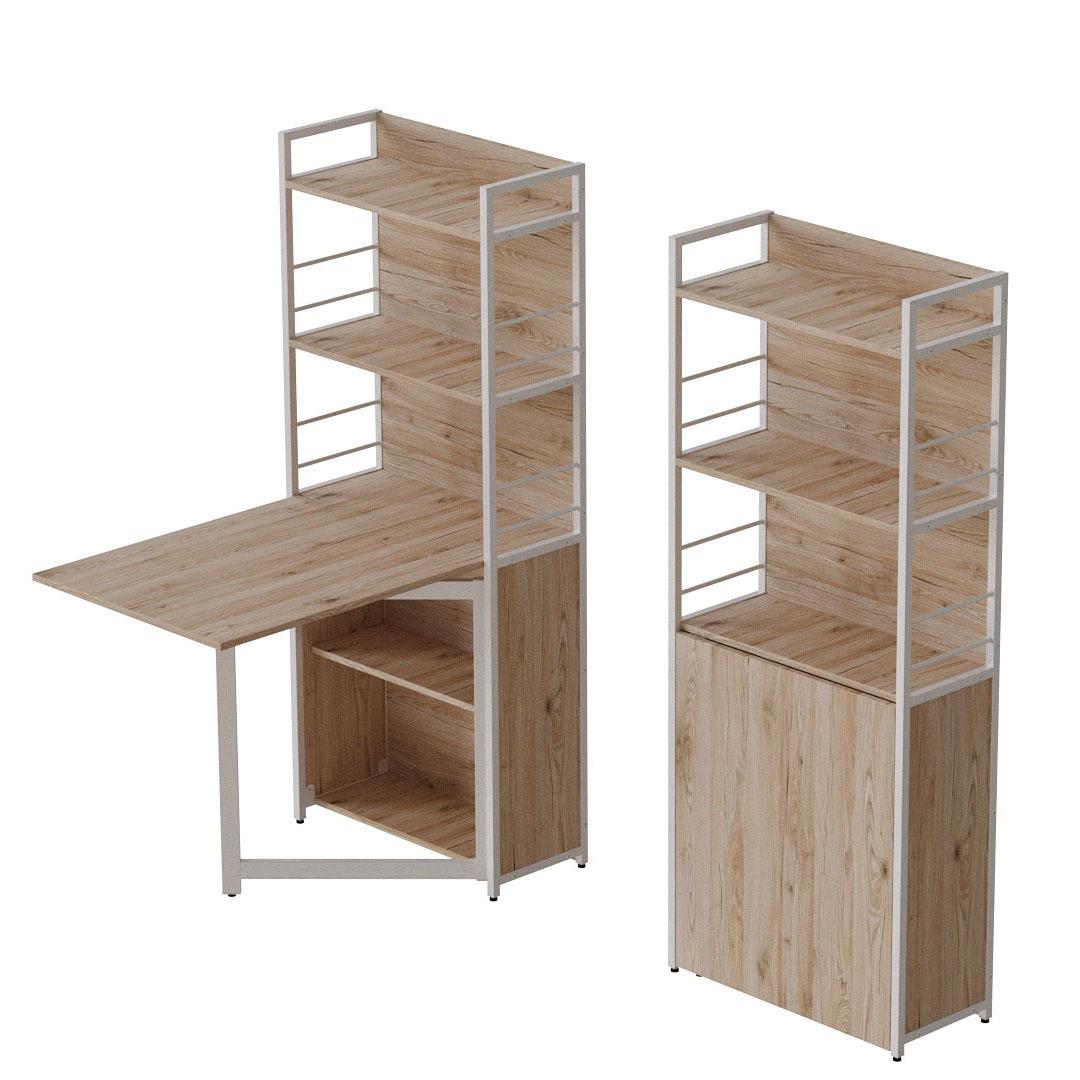 Стол книжка с этажеркой Ferrum-decor Практик 2 металл/ДСП 16 мм 1555x640x990 мм Белый/Дуб Сан-Марино (FRD-104633) - фото 5