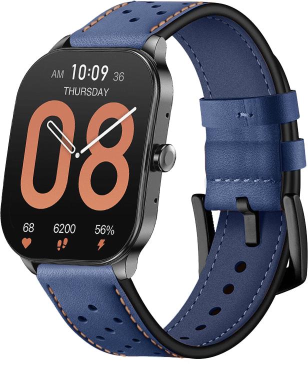 Ремешок кожаный Classico для Amazfit Pop 3S/3R Blue (34021-28) - фото 1 Ремешок кожаный Classico для Amazfit Pop 3S/3R Blue (34021-28) - фото 1