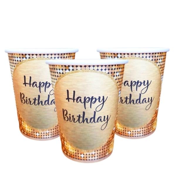 Стаканы бумажные Золотые пайетки 250 мл 10 шт. (12651326)