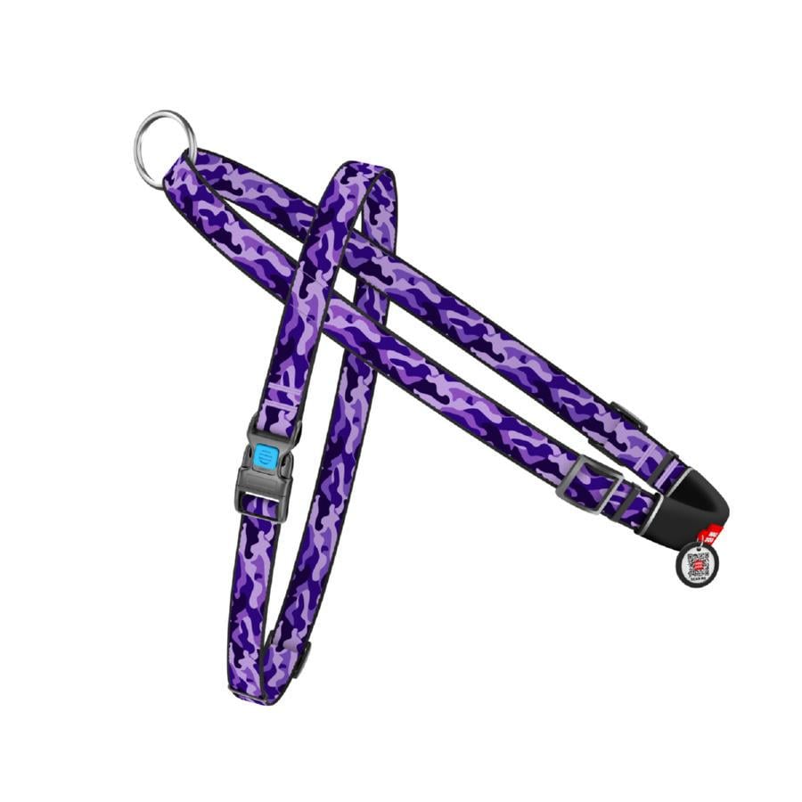 Шлейка для собак Waudog Nylon c QR паспортом Камо пластиковый фастекс L 25 мм 60-80 см 70-100 см Фиолетовый