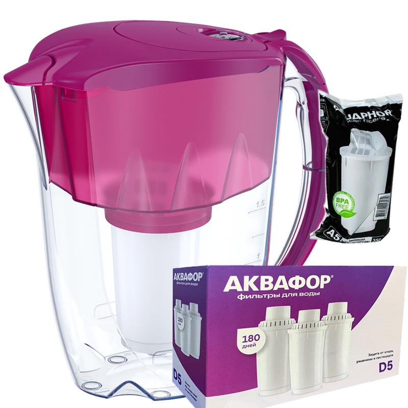 Фильтр-кувшин Аквафор Арктик А5 с тремя модулями D5 Цикламен (2333609659)