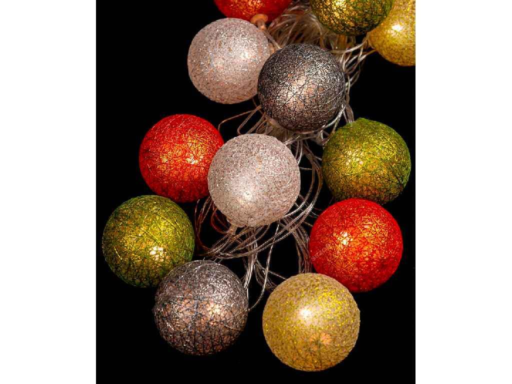 Гірлянда Кульки з ниток кольорові 50 мм 12 LED 4 м Теплий білий (13511-07)