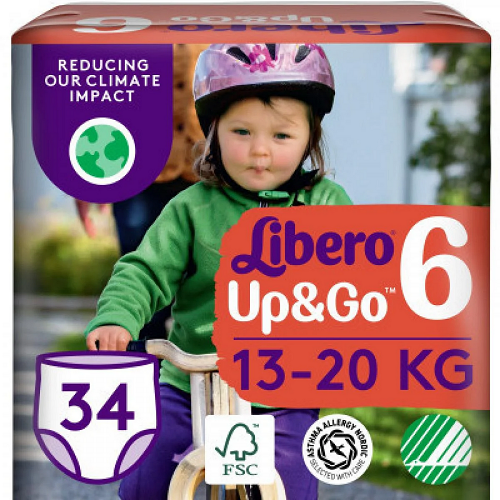 Подгузники Libero Up&Go р. 6 13-20 кг 34 шт. (7322541742861)