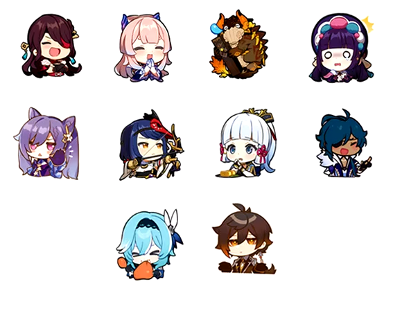 Набор наклеек Импакт Genshin Impact для гаджета/телефона 10 шт. (10035)