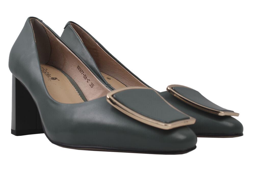 Туфли big Rope на каблуке женские из кожи р. 37 Зеленый (16-20DT)