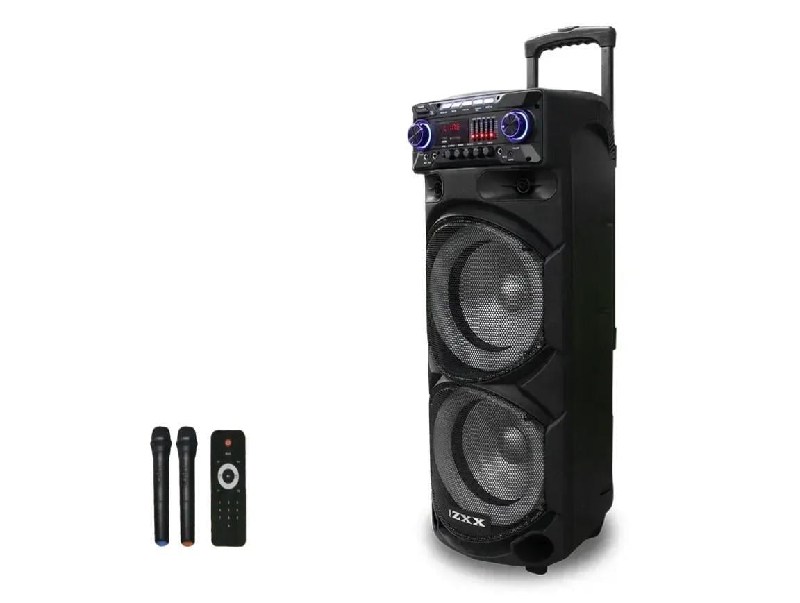 Колонка с аккумулятором ZXX-9292 2x10" 2x125W с 2 радиомикрофонами Колонка с аккумулятором ZXX-9292 2x10" 2x125W с 2 радиомикрофонами
