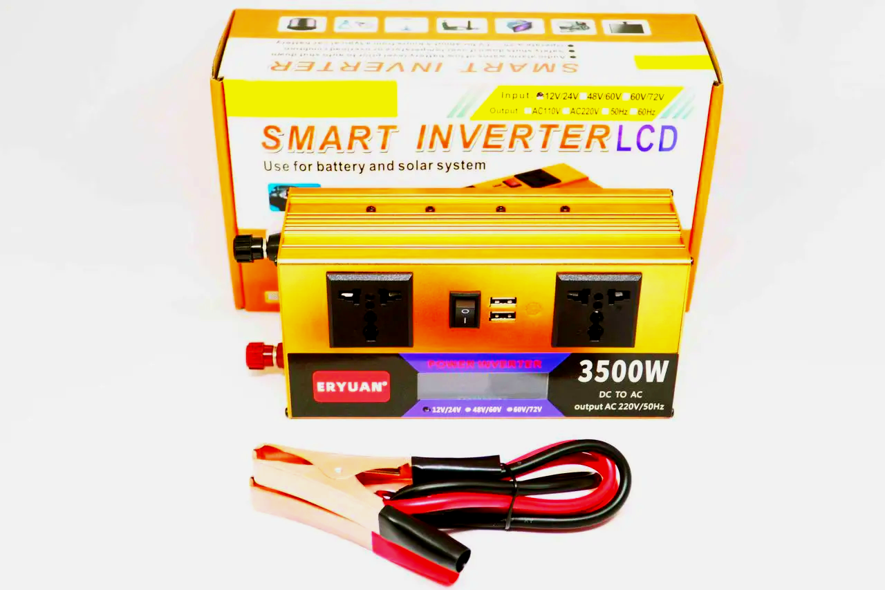 Инвертор автомобильный 12V-220V 3500W с LCD дисплеем и вольтметром преобразователь напряжения ERYUAN Gold (21039356) - фото 11 Инвертор автомобильный 12V-220V 3500W с LCD дисплеем и вольтметром преобразователь напряжения ERYUAN Gold (21039356) - фото 11