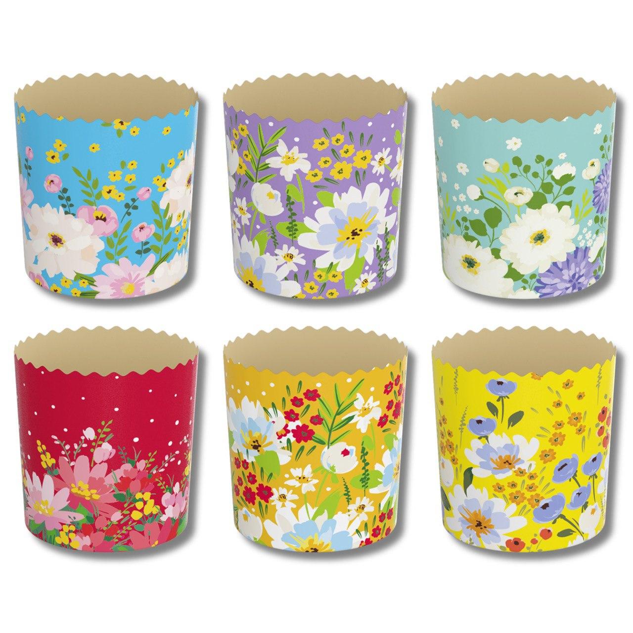 Форма для кулича Good Baking с цветами 90х85 мм 50 шт. Светло-коричневый микс (PS209)
