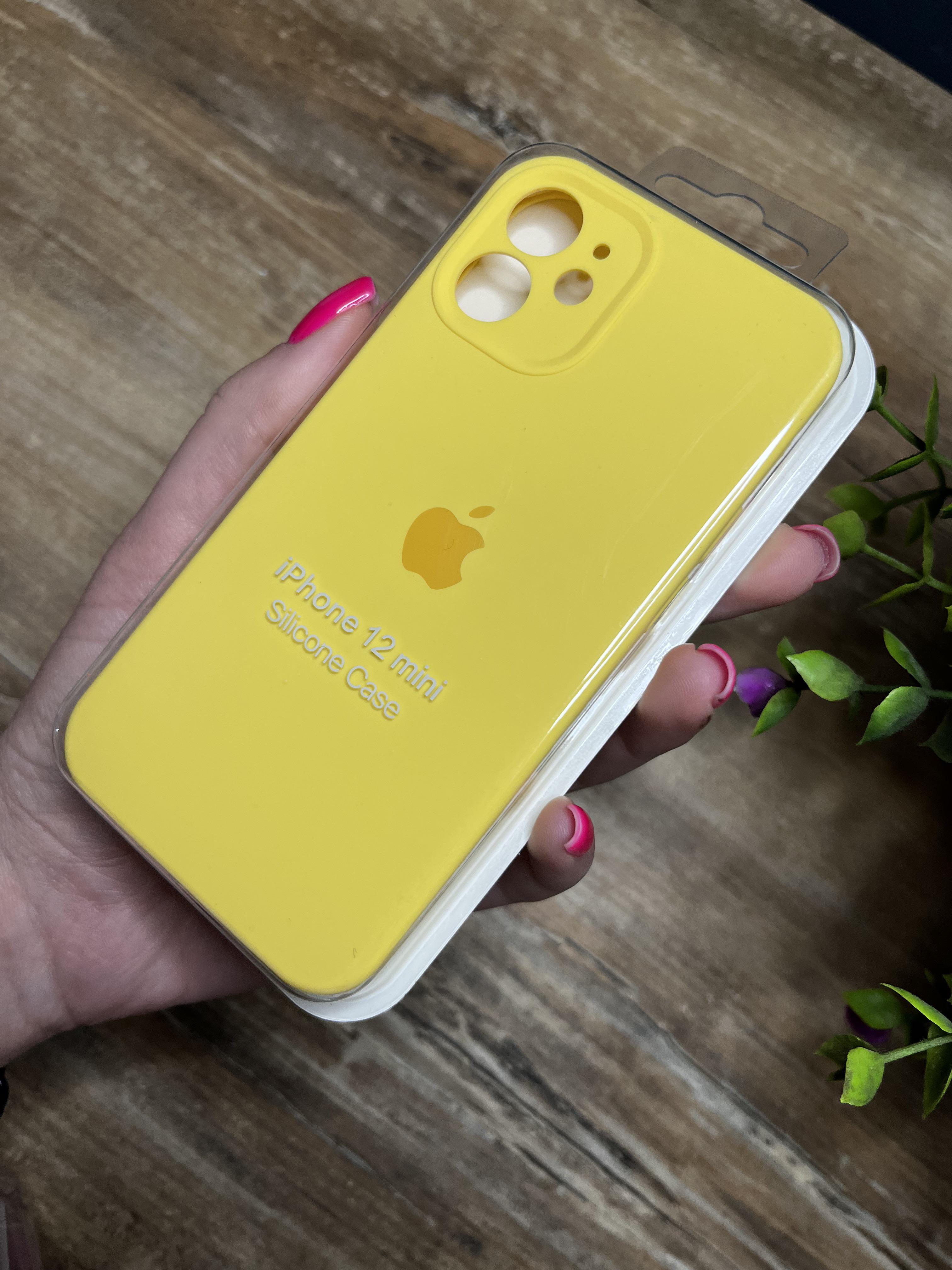 Чехол накладка на iPhone (Айфон) 12 Mini квадратные борта silicone case full camera Apple