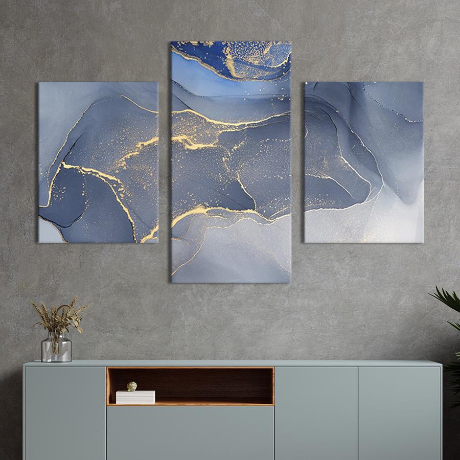 Картина для интерьера Лазурный мрамор с золотом 66x40 см (47-32)