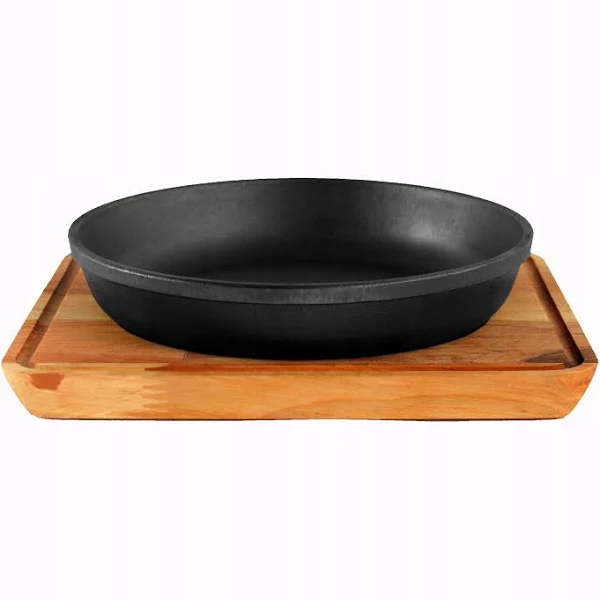 Сковорода Brizoll HoReCa чавунна порційна з дерев'яною підставкою 220х38,5 мм (93-90-M2240F-D)