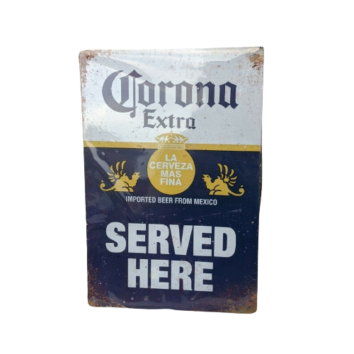 Вывеска для декора Corona Extra Served Here металлическая 20х30 см (12403251) - фото 1 Вывеска для декора Corona Extra Served Here металлическая 20х30 см (12403251) - фото 1