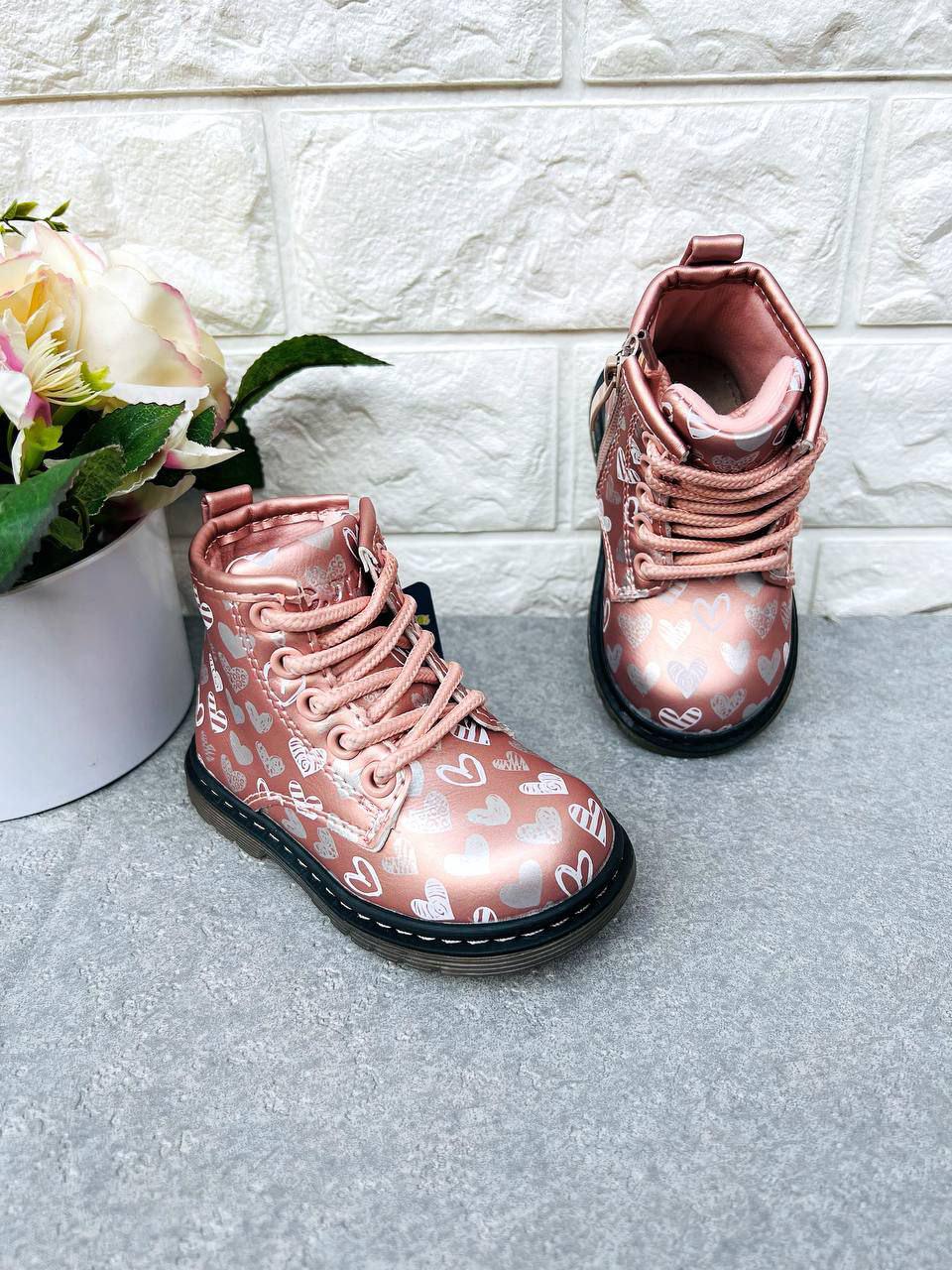 Ботинки для девочки С.Луч 1681 с сердцем р. 23 14,3 см Розовый
