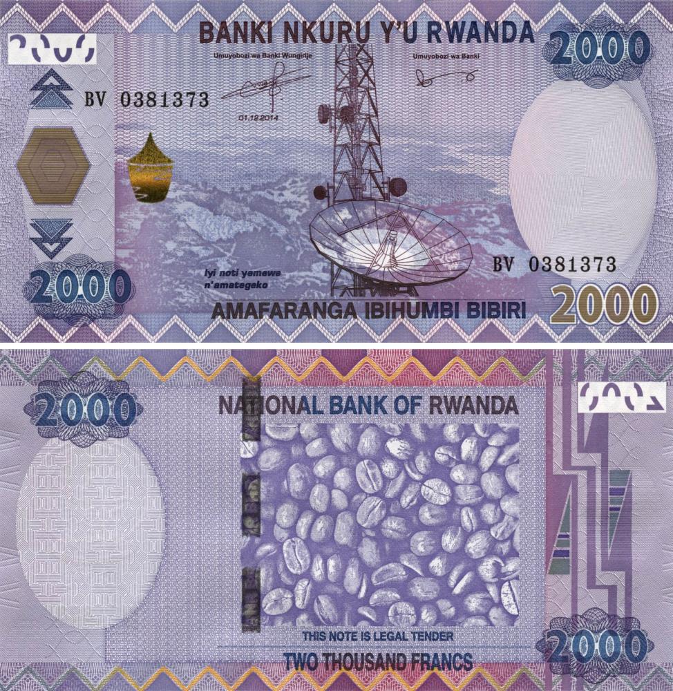 Коллекционная банкнота Руанда 2000 франков 2014 UNC P40 (Б10374)