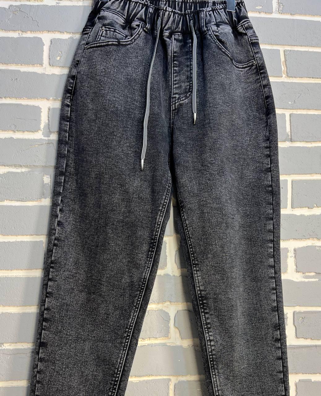 Джинси жіночі Vanver 81957 МОМ на резинці шнурок утеплені батал р. 31 Чорний (3112) - фото 3