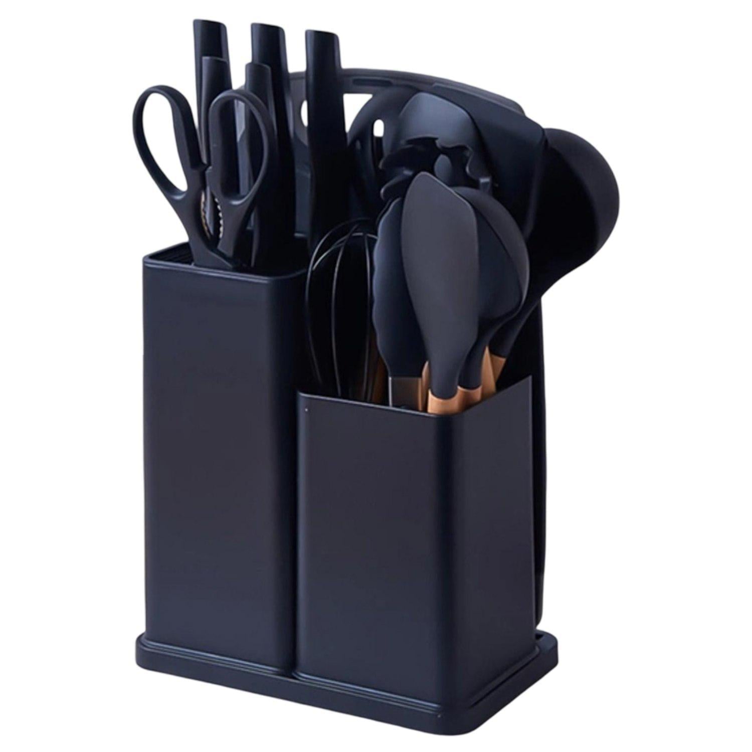Набор кухонных принадлежностей 12377/МК Kitchen Set 19 пр. с доской и подставкой Черный (35377766)