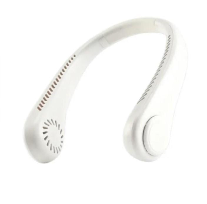 Вентилятор на шею безлопастный аккумуляторный FAN-01 трехскоростной 1200 mAh и питание от USB Белый