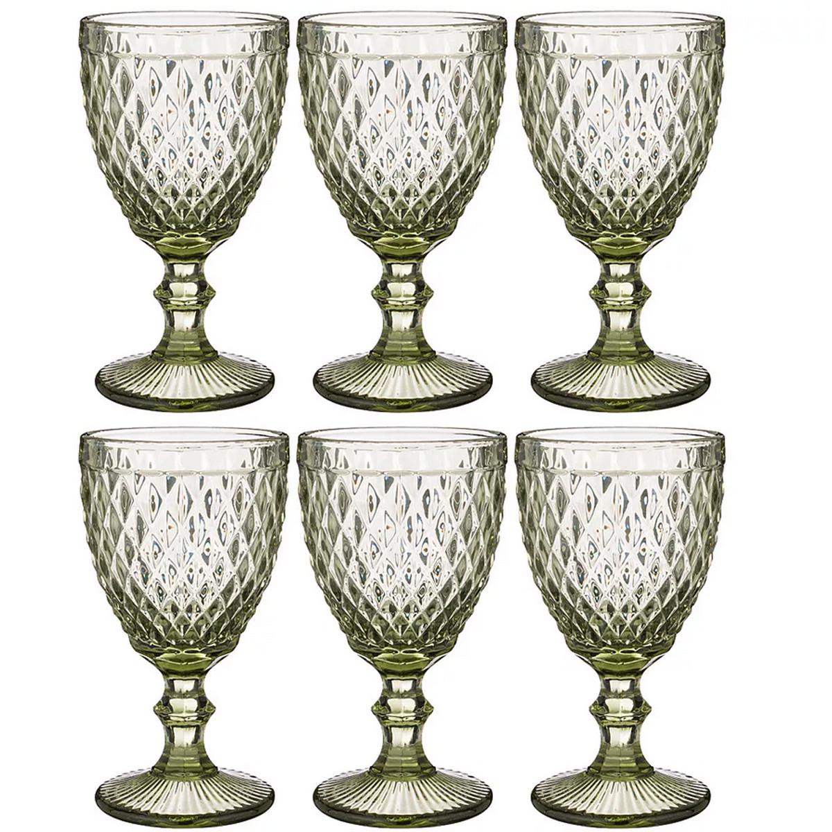 Набор бокалов для вина SNT Elodia Винтаж 240 мл 6 шт. Изумрудный