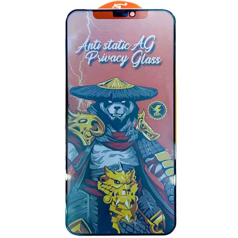 Противоударное защитное стекло Privacy 5D Matte Anti-Static (тех.пак) для Apple iPhone 12 Pro Max (6.7") Черный