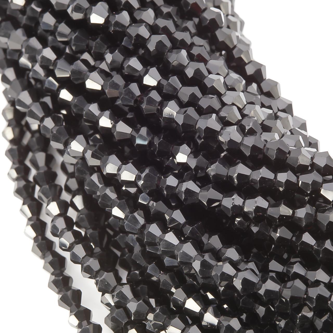 Намистини кришталеві Біконус 4х4,2 мм 95 шт. Чорний (БІ0004к06)