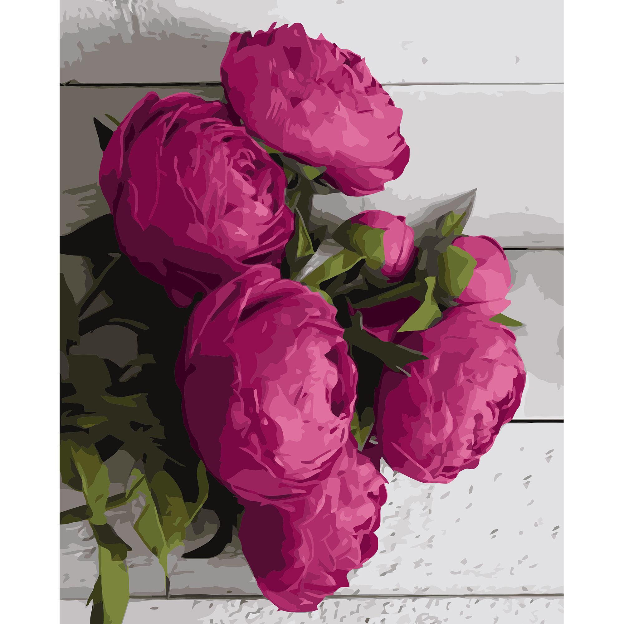 Картина по номерам Strateg Малиновые пионы 40x50 см (VA-3171)