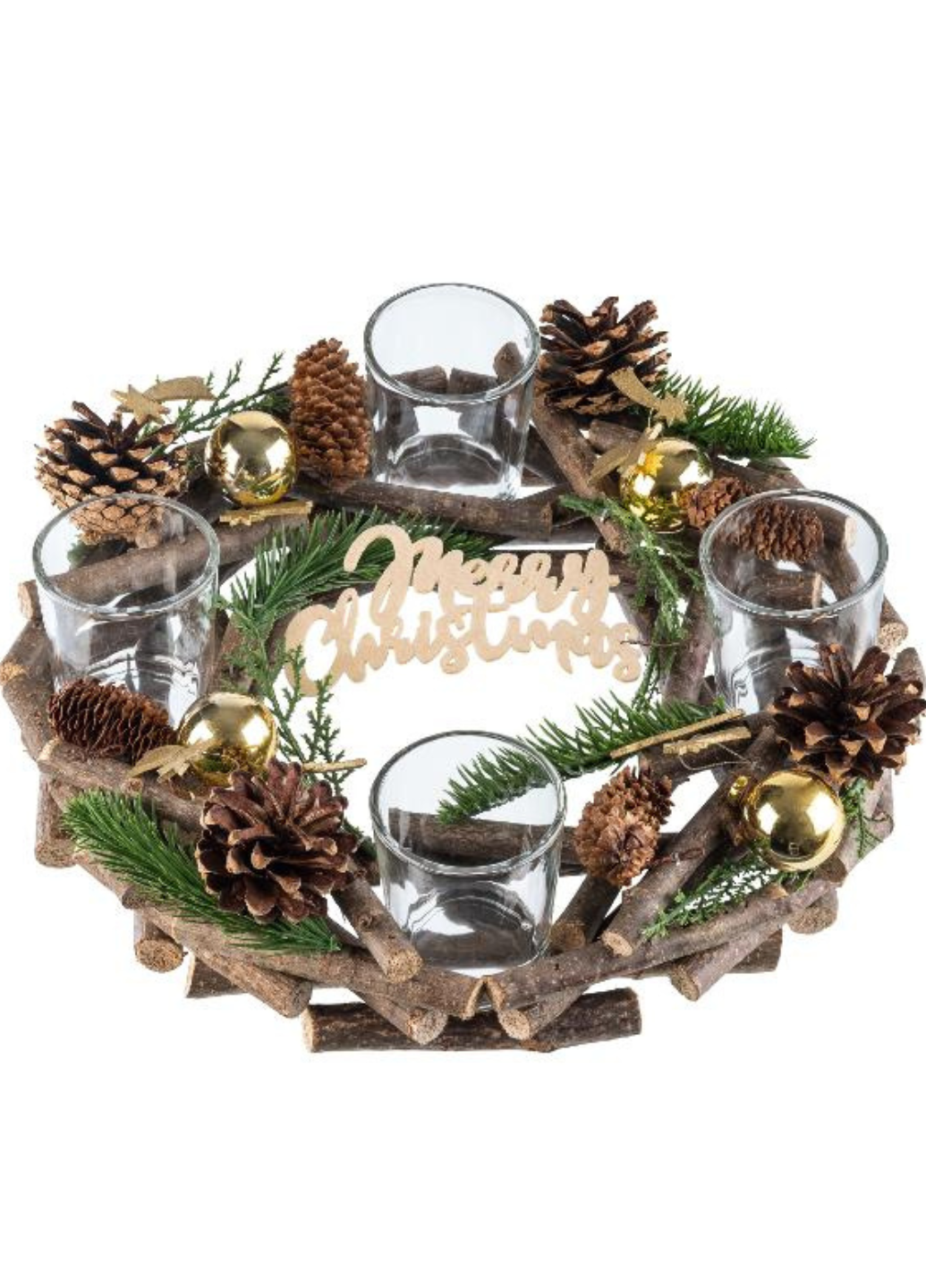 Рождественский венок-подсвечник Livarno Home Winter Magic из натуральных материалов 28 см Золотой (7954) - фото 4 Рождественский венок-подсвечник Livarno Home Winter Magic из натуральных материалов 28 см Золотой (7954) - фото 4