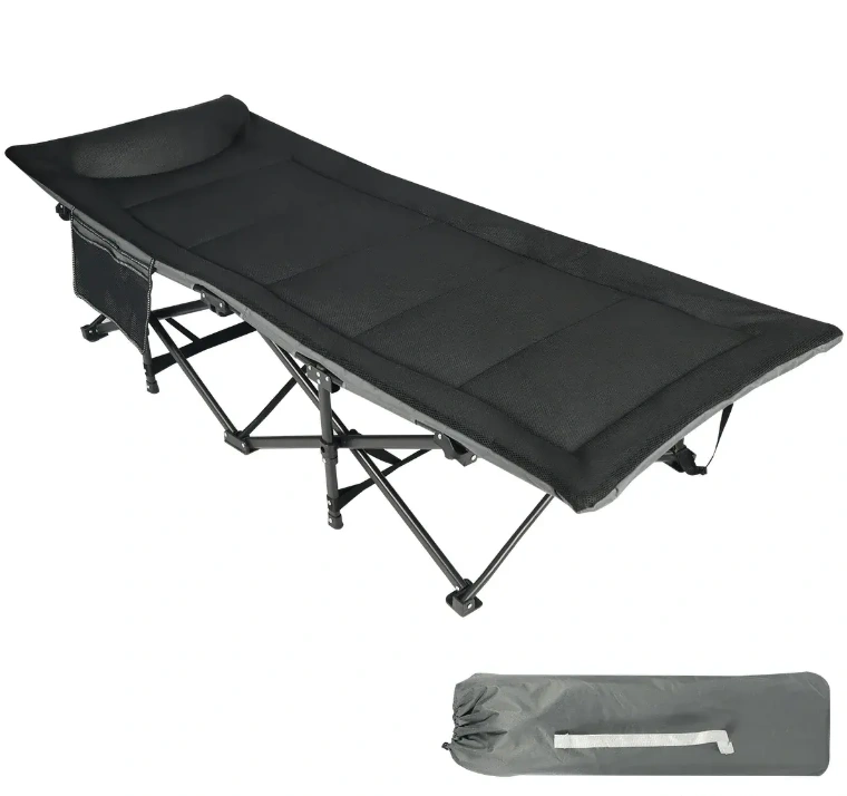 Раскладушка LEOBRO 190х70х35 см до 150 кг с матрасом Черный (LBHT-169KB)
