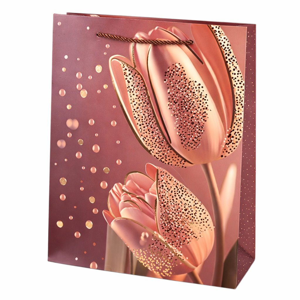Подарочный пакет Tulips R34714-L 31х40х12 см Розово-золотой