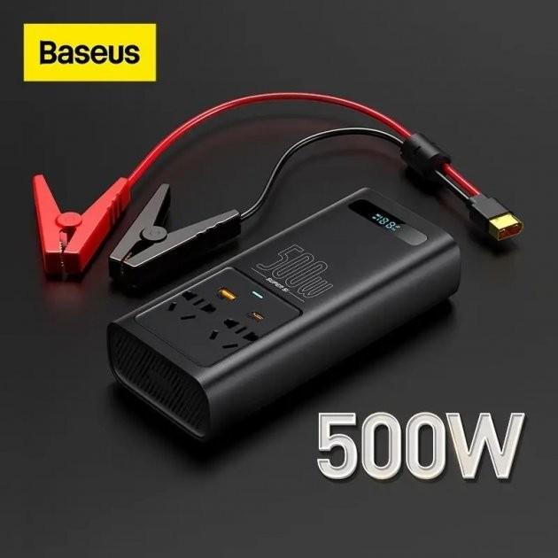 Инвертор Baseus Super Si Power Inverter USB Type-C чистый синус с 2 розетками 220 V 500W Black (CGNB000101) - фото 8