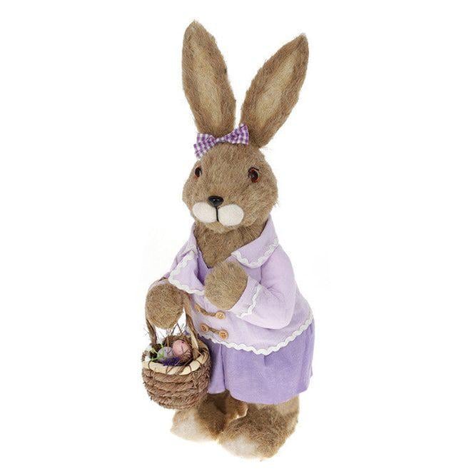 Декоративная пасхальная фигурка Flora Кролик девочка с корзинкой 46 см (42021)