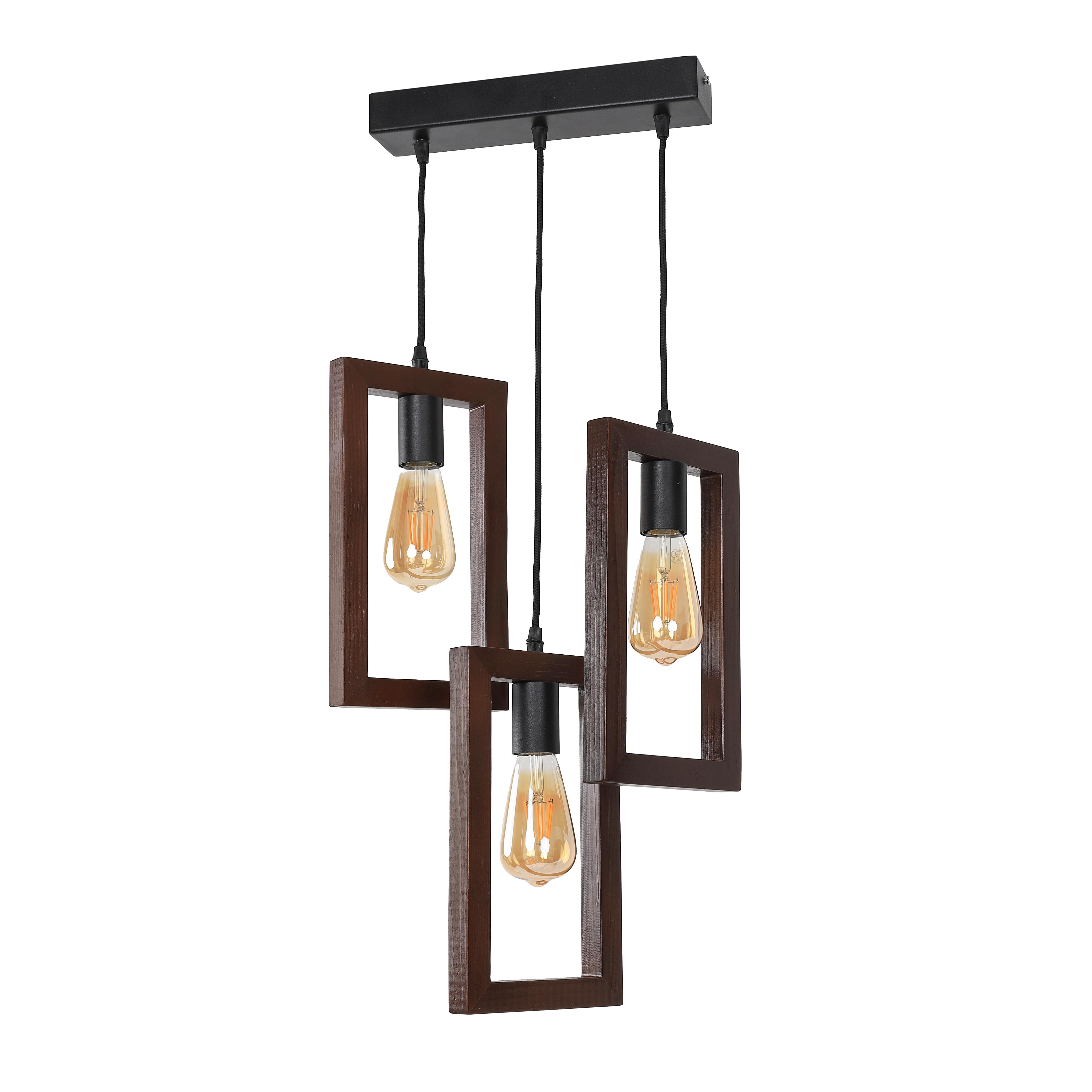 Люстра деревянная Sirius на 3 лампочки Орех (S7147/3)