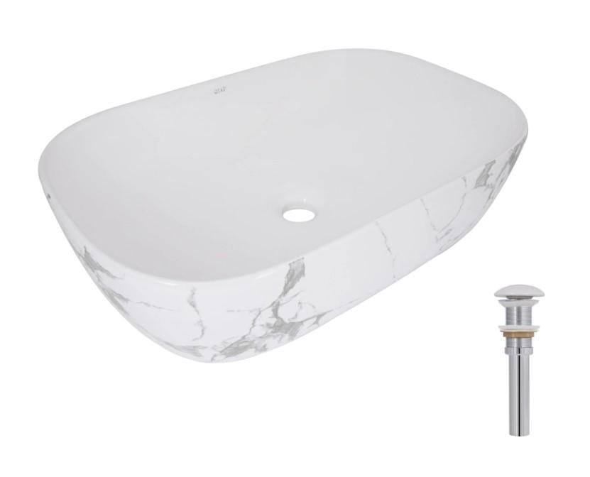 Раковина накладная прямоугольная Qtap Robin с донным клапаном Marble (QTROB188MR49788)