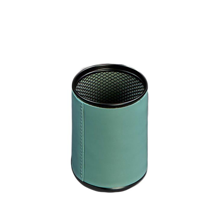 Стакан для ручек в кожаном чехле краст Бирюзовый (A-027809) - фото 1 Стакан для ручек в кожаном чехле краст Бирюзовый (A-027809) - фото 1