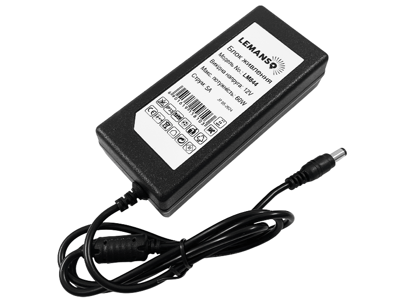 Блок живлення Lemanso LM844 60W IP20 пластик 12V 119x53x32 мм (9681) - фото 2