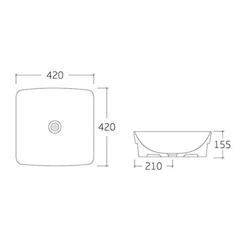 Умывальник накладной VOLLE Amar 1301.005542 420x420x155 мм Белый (234906) - фото 2 Умывальник накладной VOLLE Amar 1301.005542 420x420x155 мм Белый (234906) - фото 2
