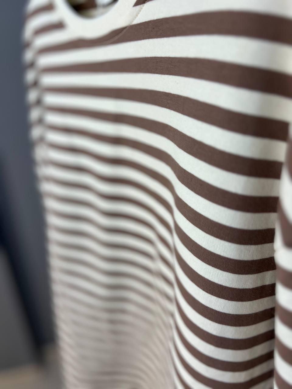 Лонгслів жіночий TEXTURE 1255 реглан смуга вільний крій OS Бежевий (1433) - фото 7