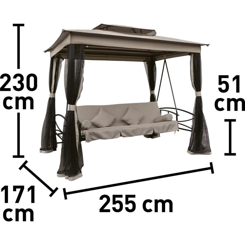 Качеля садовая усиленная с матрасом с москитной сеткой 3060-1 255х230х171 см Коричневый (80000022) - фото 2