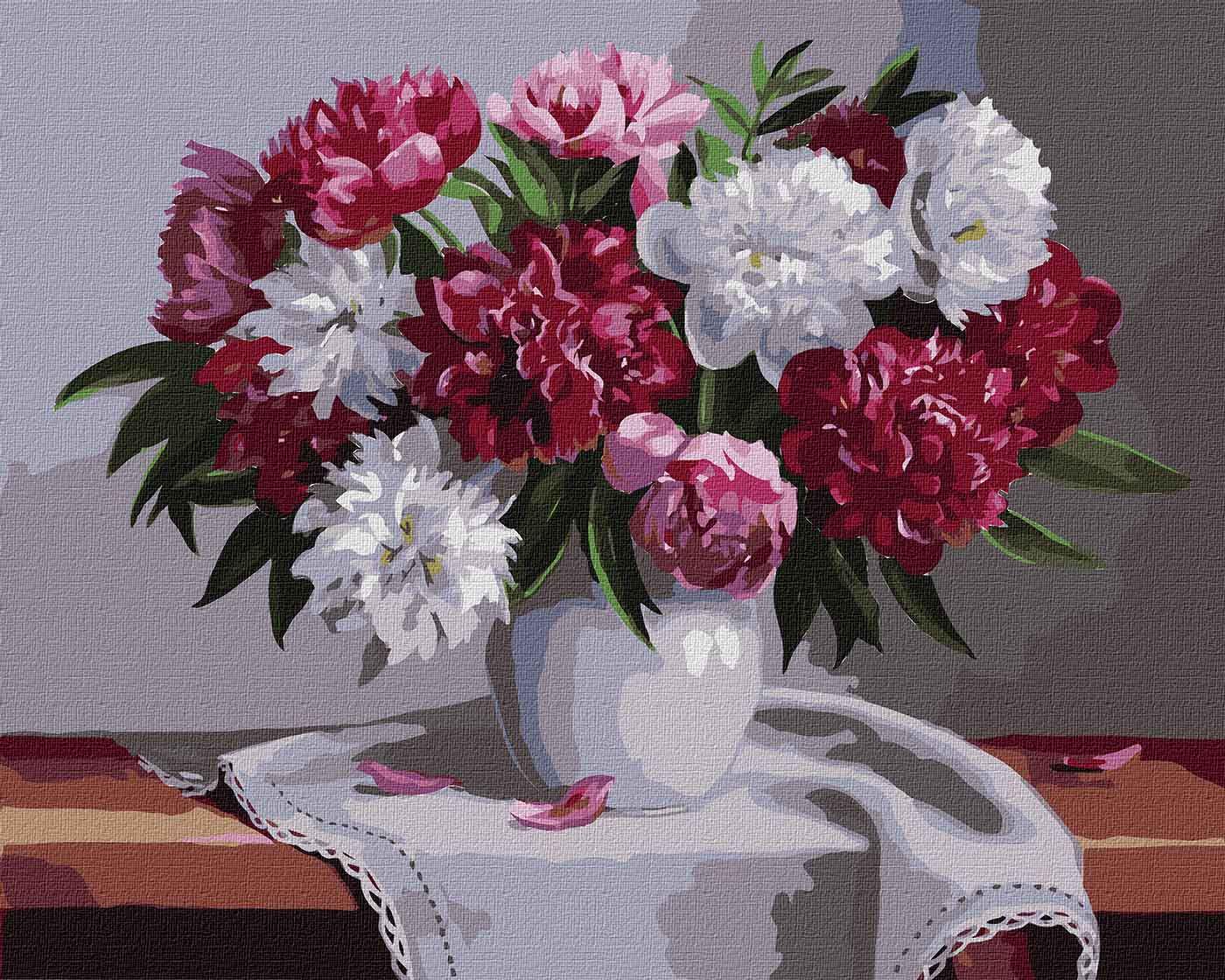 Картина по номерам Идейка Удивительные пионы 40х50 см в термопакете (КНО3180-mt)