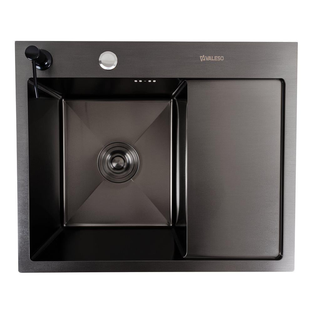 Мийка кухонна Valeso Handmade CM 58х48 L PVD круглий сифон 3,0/0,8 мм Чорний - фото 1 Мийка кухонна Valeso Handmade CM 58х48 L PVD круглий сифон 3,0/0,8 мм Чорний - фото 1