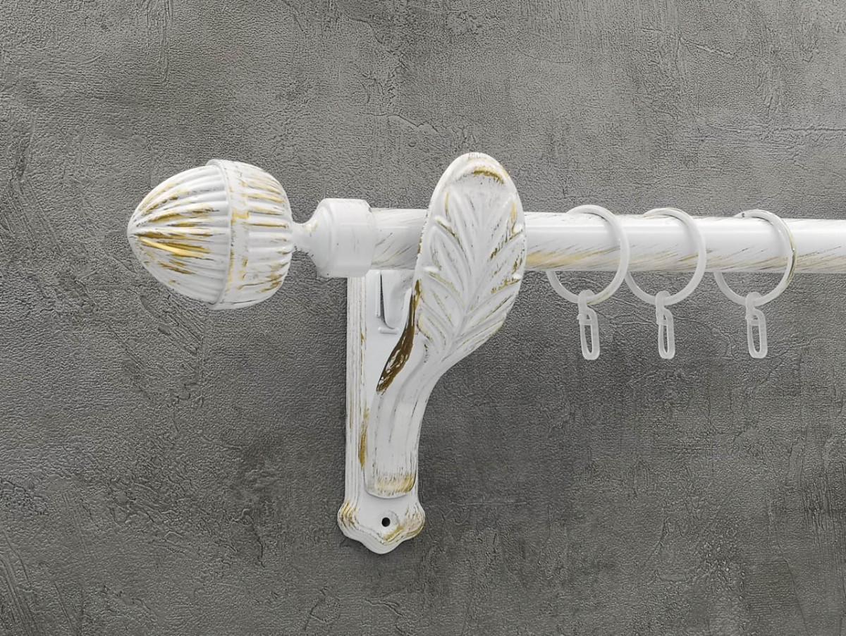 Карниз Quadrum Одеон гладка штанга одинарний ретро 25 мм 300 см Біле золото (272382326)